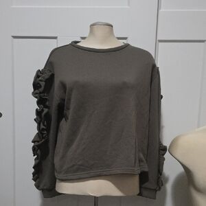 CHLOE Olive Ruffle Sleeve Women's Top